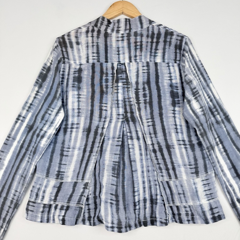 Inizio Made In Italy NAVY 100% Linen Women's Jacket Full Zip Lagonlook Size XL - Picture 13 of 15